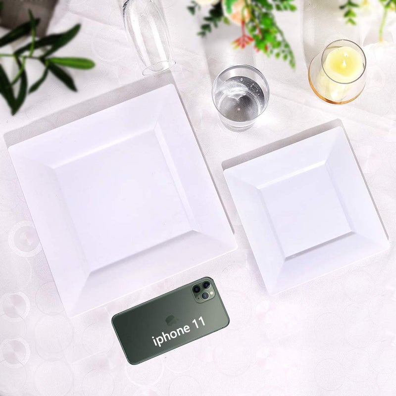 bUCLA 60Pieces White Plastic Plates â€“ 7inch White Square Plates- Premium Disposable for Party & Wedding - Image 4